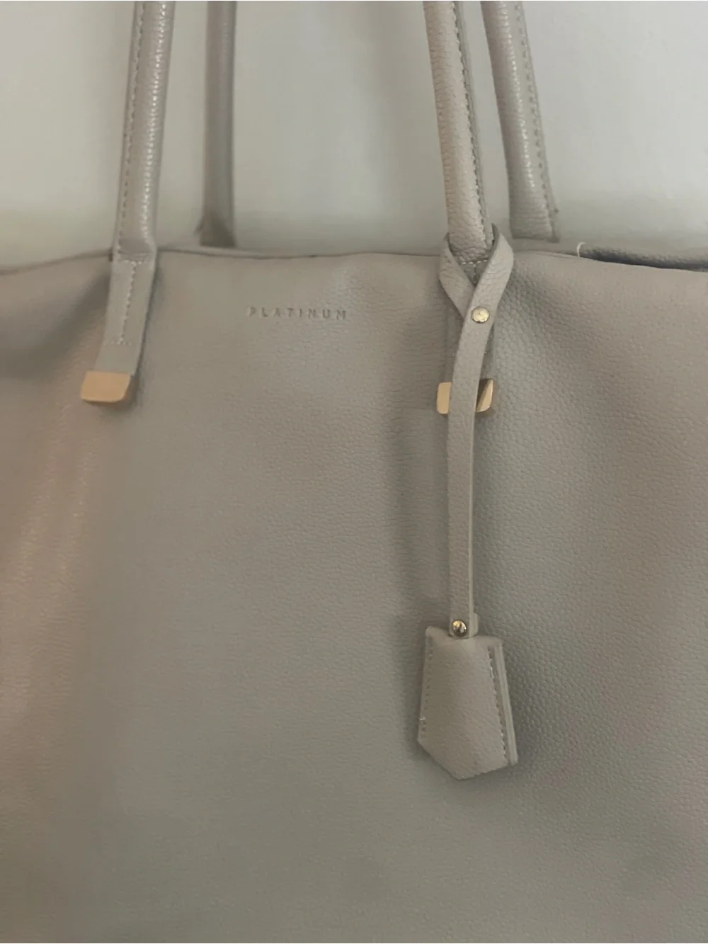 Leather Laptop Tote with Gold Accents